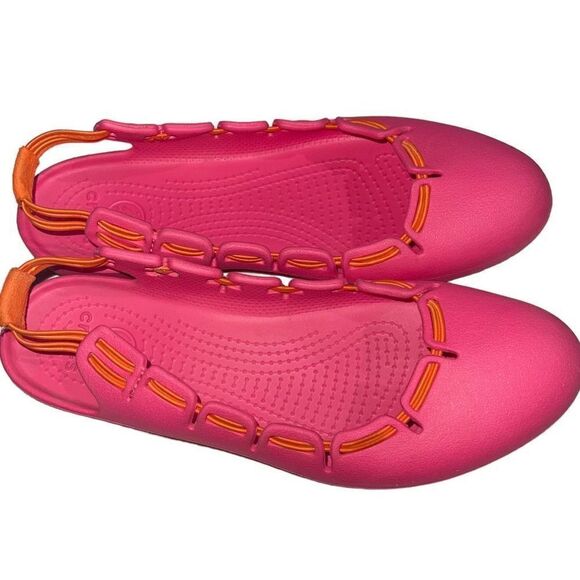 Crocs‎ Springi Slingback Flats - Pink & Orange - Size 7 - Picture 1 of 6